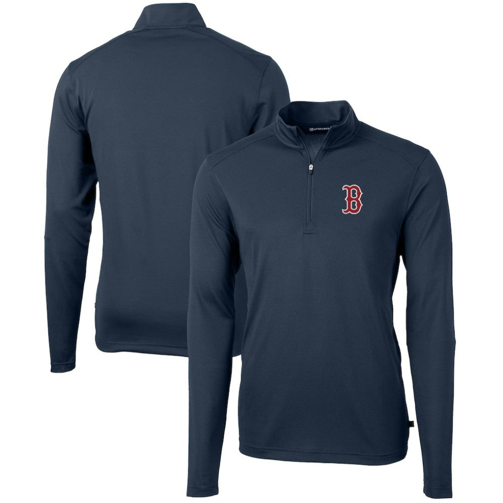 MLB Boston Red Sox Cutter & Buck Virtue Eco Pique Recycled Quarter-Zip Pullover Top