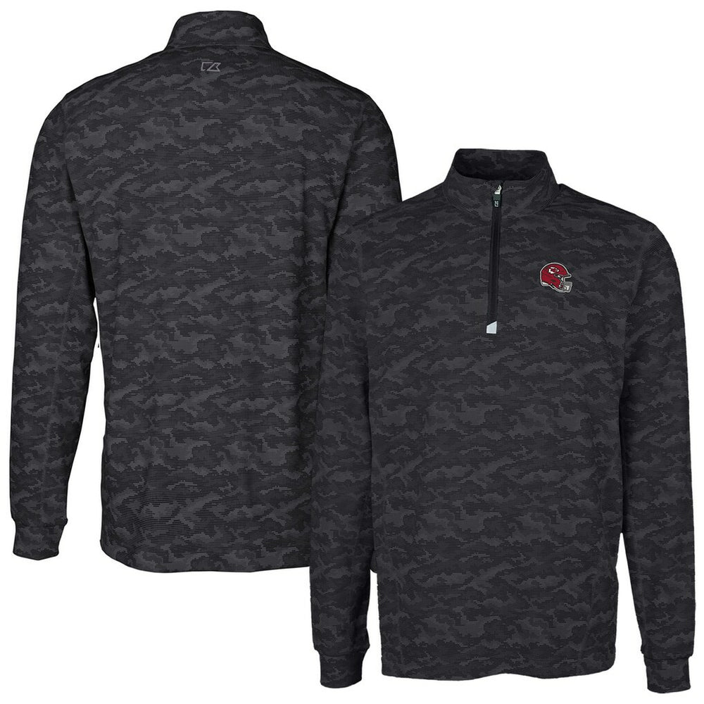 Cutter & Buck Helmet Traverse Camo Print Stretch Quarter-Zip Pullover Top - Kansas City Chiefs