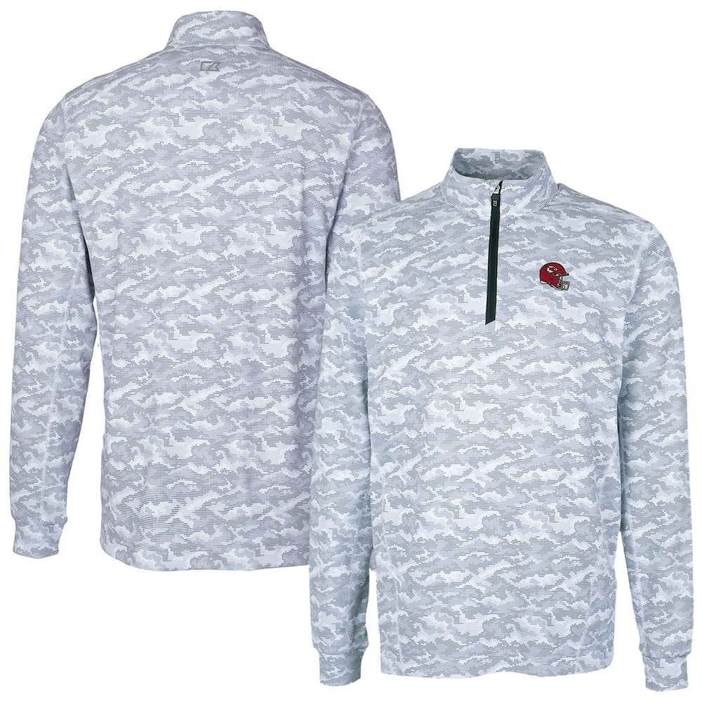 Cutter & Buck Helmet Traverse Camo Print Stretch Quarter-Zip Pullover Top - Kansas City Chiefs