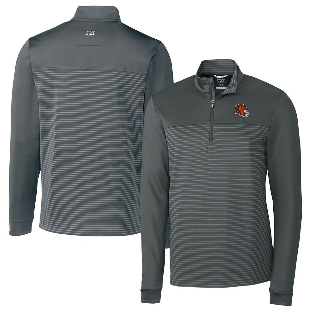 Cutter & Buck Traverse Stripe Stretch Quarter-Zip Pullover Top - Cincinnati Bengals