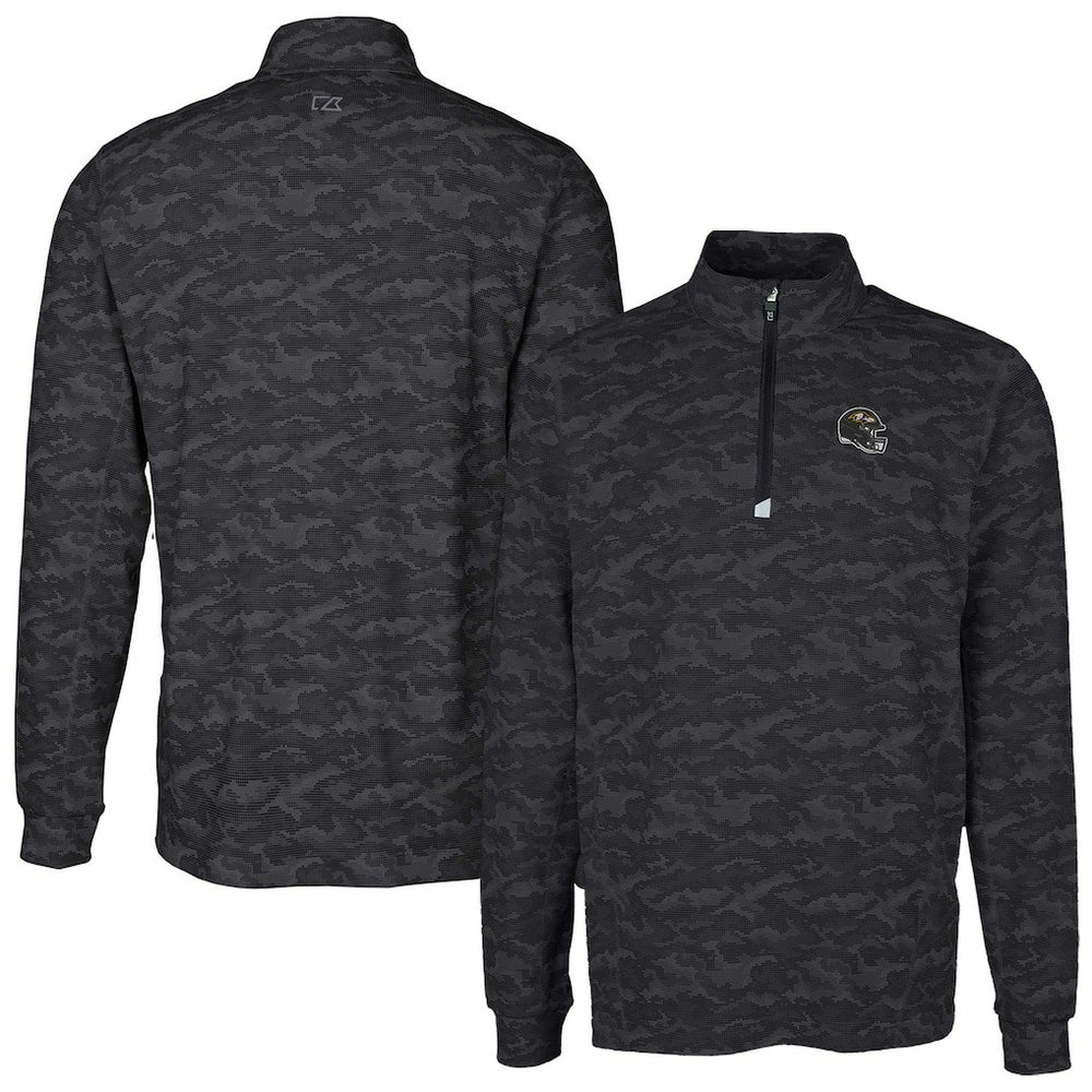 Cutter & Buck Helmet Traverse Camo Print Stretch Quarter-Zip Pullover Top - Baltimore Ravens