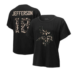 Justin Jefferson Majestic Threads Women's Leopard Player Name & Number T-Shirt - Minnesota Vikings