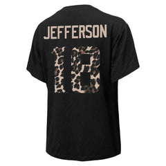 Justin Jefferson Majestic Threads Women's Leopard Player Name & Number T-Shirt - Minnesota Vikings