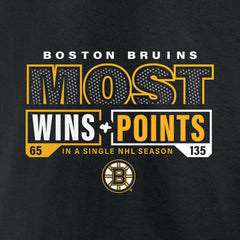NHL Black Boston Bruins Most Ever NHL Wins & Points T-Shirt
