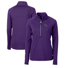 Cutter & Buck Women's Helmet Logo Adapt Eco Knit Stretch Recycled Half-Zip Pullover Top - Minnesota Vikings