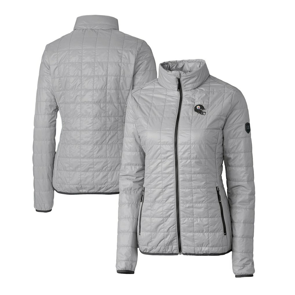 Cutter & Buck Women's Helmet Logo Rainier PrimaLoft Eco Insulated Full-Zip Puffer Jacket - Pittsburgh Steelers