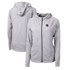 Cutter & Buck Women's Helmet Logo Adapt Eco Knit Hybrid Recycled Full-Zip Hoodie - Minnesota Vikings