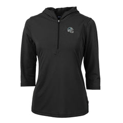 Cutter & Buck Women's Helmet Logo DryTec Virtue Eco Pique Recycled 3/4-Sleeve Half-Zip Pullover Hoodie - Carolina Panthers