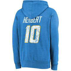Justin Herbert Majestic Threads Name & Number Tri-Blend Pullover Hoodie - Los Angeles Chargers