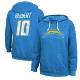 Justin Herbert Majestic Threads Women's Name & Number Tri-Blend Pullover Hoodie - Los Angeles Chargers