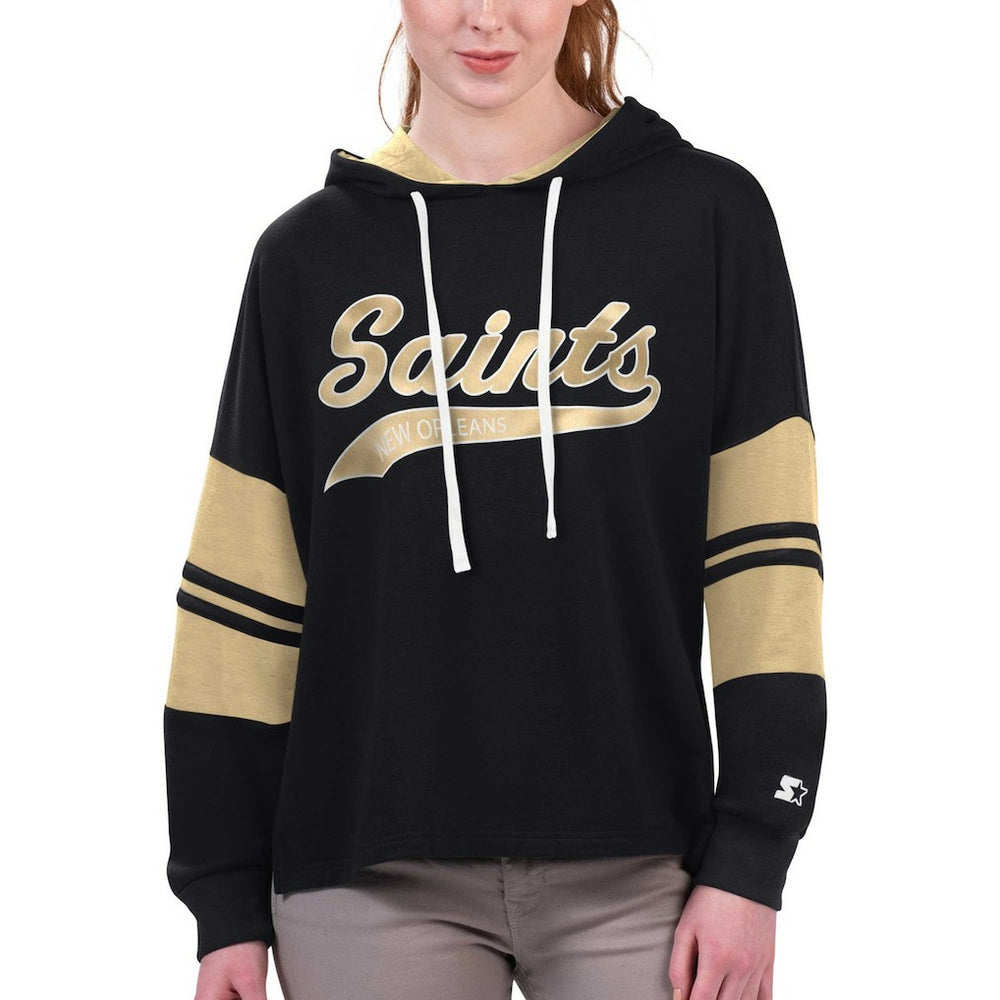 Starter Women's Bump And Run Long Sleeve Hoodie T-Shirt - New Orleans Saints