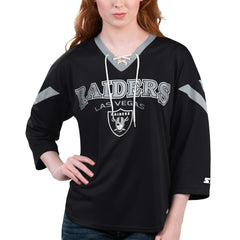 Starter Women's Rally Lace-Up 3/4 Sleeve T-Shirt - Las Vegas Raiders