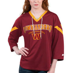 Starter Women's Rally Lace-Up 3/4 Sleeve T-Shirt - Washington Commanders