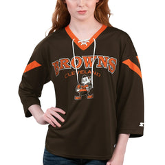 Starter Women's Rally Lace-Up 3/4 Sleeve T-Shirt - Cleveland Browns