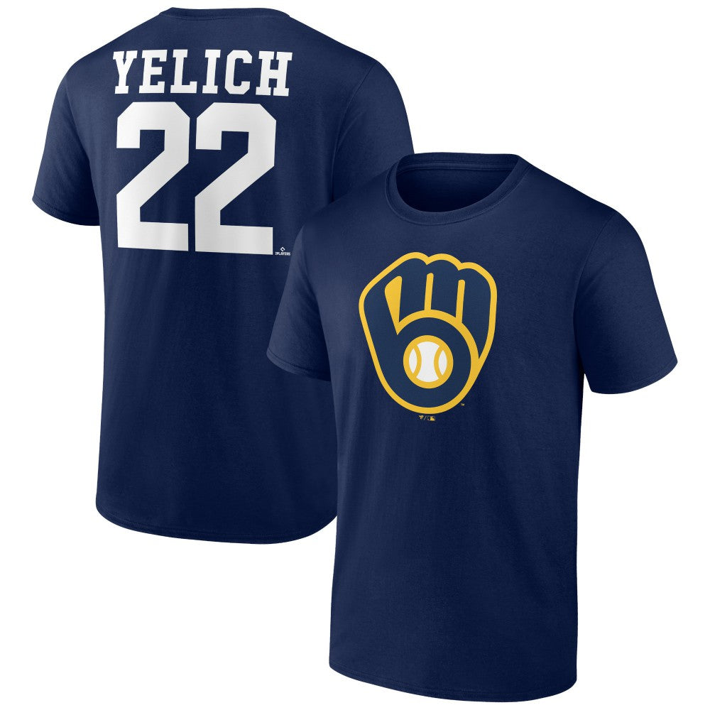 MLB Christian Yelich Milwaukee Brewers Player Icon Name & Number T-Shirt