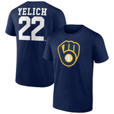 MLB Christian Yelich Milwaukee Brewers Player Icon Name & Number T-Shirt