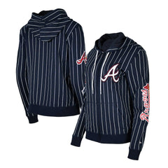 MLB Atlanta Braves New Era Women's Pinstripe Tri-Blend Full-Zip Hoodie Jacket
