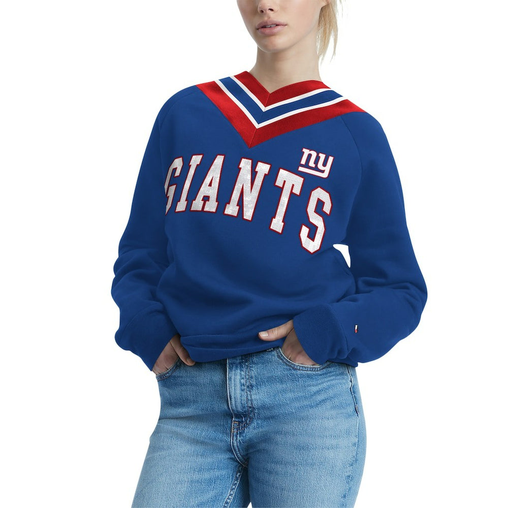 Tommy Hilfiger Women's Heidi Raglan V-Neck Sweater - New York Giants