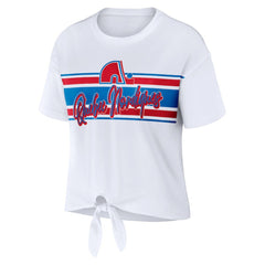 NHL White Colorado Avalanche WEAR by Erin Andrews Women's Front Knot T-Shirt