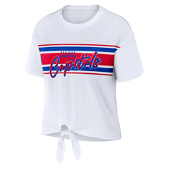 NHL White Washington Capitals WEAR by Erin Andrews Women's Front Knot T-Shirt