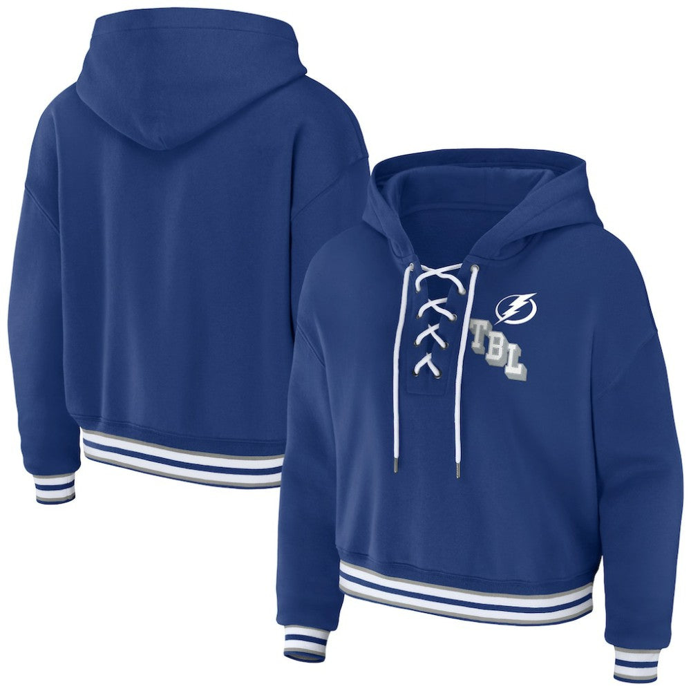 NHL Blue Tampa Bay Lightning WEAR by Erin Andrews Women's Lace-Up Pullover Hoodie