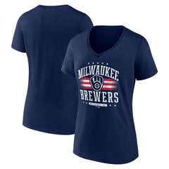 MLB Milwaukee Brewers Women's Americana Team V-Neck T-Shirt