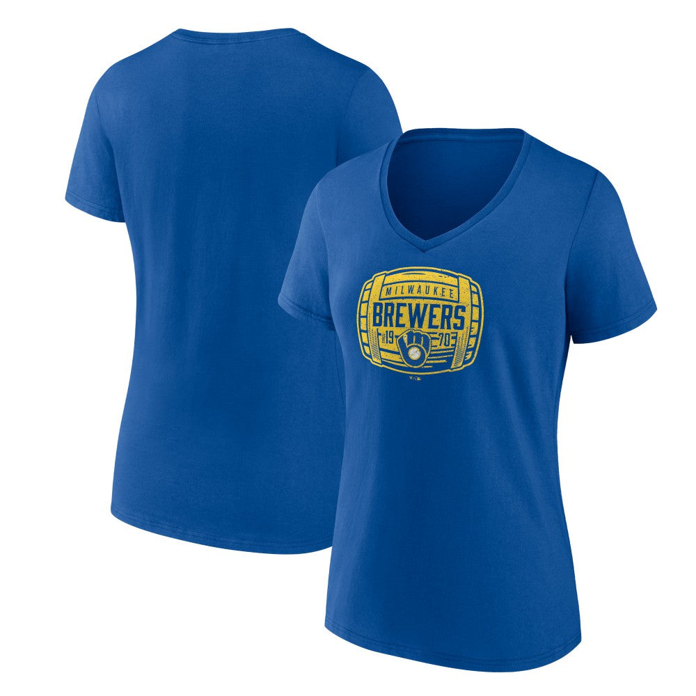 MLB Milwaukee Brewers Women's Hometown Collection Barrel V-Neck T-Shirt