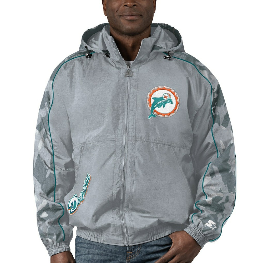 Starter Thursday Night Gridiron Throwback Full-Zip Jacket - Miami Dolphins