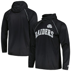 Starter Gridiron Classics Throwback Raglan Long Sleeve Hooded T-Shirt - Las Vegas Raiders