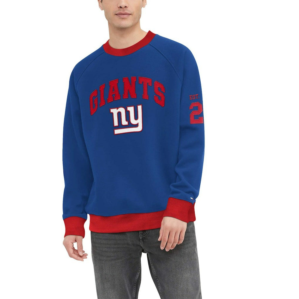 Tommy Hilfiger Reese Raglan Tri-Blend Pullover Sweatshirt - New York Giants