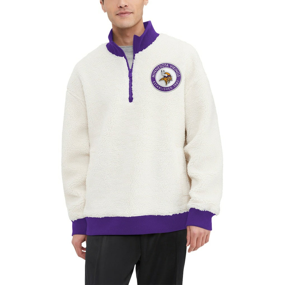 Tommy Hilfiger Jordan Sherpa Quarter-Zip Sweatshirt - Minnesota Vikings