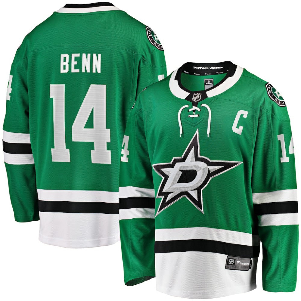 NHL Kelly Green Jamie Benn Dallas Stars Fanatics Captain Patch Home Breakaway Jersey
