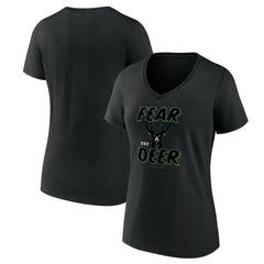 NBA Milwaukee Bucks Women's Hometown Collection Fear The Deer V-Neck T-Shirt