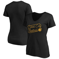 Women's Script V-Neck T-Shirt - Pittsburgh Steelers