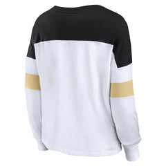 Women's Plus Size Even Match Lace-Up Long Sleeve V-Neck Top - New Orleans Saints