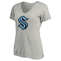 NHL Gray Seattle Kraken Women's Primary Logo V-Neck T-Shirt