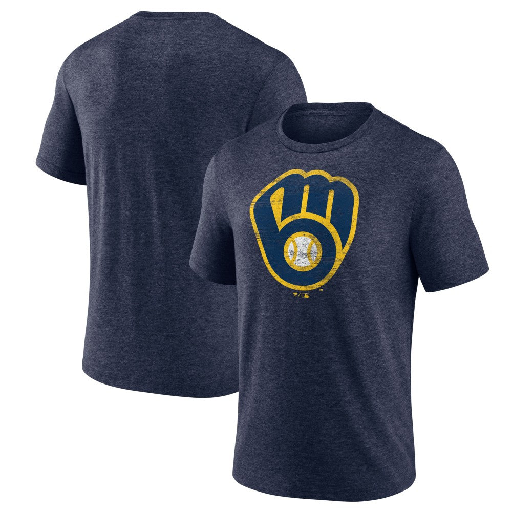 MLB Milwaukee Brewers Official Logo Tri-Blend T-Shirt