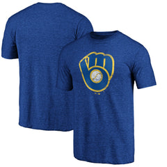 MLB Milwaukee Brewers Official Logo Tri-Blend T-Shirt