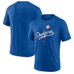 MLB Los Angeles Dodgers Cooperstown Collection Throwback Logo Tri-Blend T-Shirt