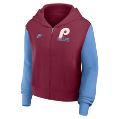 MLB Philadelphia Phillies Nike Women's Cooperstown Collection Cropped Full-Zip Hoodie
