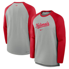 MLB Washington Nationals Nike Authentic Collection Game Time Raglan Performance Long Sleeve T-Shirt