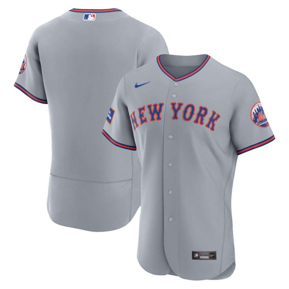 MLB New York Mets Nike Road Sponsor Patch Authentic Jersey