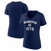NHL Navy Winnipeg Jets Logo Athletic Women's Arch Victory V-Neck T-Shirt