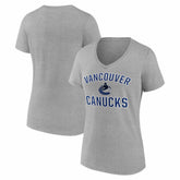 NHL Heather Gray Vancouver Canucks Logo Athletic Women's Arch Victory V-Neck T-Shirt