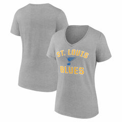 NHL Heather Gray St. Louis Blues Logo Athletic Women's Arch Victory V-Neck T-Shirt