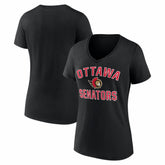 NHL Black Ottawa Senators Logo Athletic Women's Arch Victory V-Neck T-Shirt