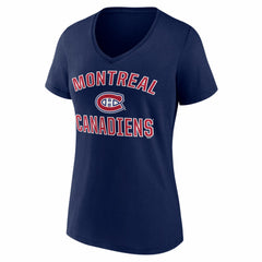 NHL Navy Montreal Canadiens Logo Athletic Women's Arch Victory V-Neck T-Shirt