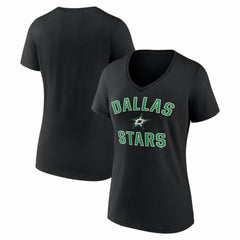 NHL Black Dallas Stars Logo Athletic Women's Arch Victory V-Neck T-Shirt
