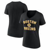 NHL Black Boston Bruins Logo Athletic Women's Arch Victory V-Neck T-Shirt