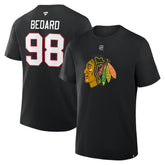 NHL Black Connor Bedard Chicago Blackhawks Fanatics Authentic Stack Name & Number T-Shirt
